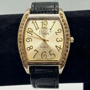 Gold & Black Crystal Vivani Watch